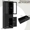 A black bathroom cabinet with dimensions indicated by text and lines. A separate drawer is also shown with its dimensions. Voir les images du produit