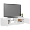 A white TV stand with a television on top, shown from a slightly angled front view. Produktbild-Vorschau