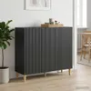 vidaXL Sideboard Schwarz 89 x 34,5 x 80 cm Holzwerkstoff Produktbild-Vorschau 7