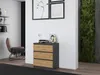 A modern living room with a dresser, chair, and artwork. Anteprima dell’immagine prodotto