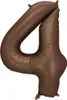 Folienballon Zahl 4 in Braun 86cm Produktbild-Vorschau 1