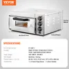A commercial pizza oven is shown from a slightly elevated front-side angle, with dimensions and specifications listed below. Produktbild-Vorschau
