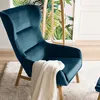 home24 Ohrensessel - inkl. Hocker - Samt - Marineblau Produktbild-Vorschau 5