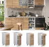 A modern kitchen setup with wooden cabinets, a sink, and an oven, along with separate images of kitchen cabinets. Náhled obrázku produktu