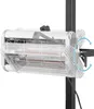 A white infrared paint dryer with a stand, shown from a side angle, with arrows indicating its adjustable rotation. Anteprima dell’immagine prodotto