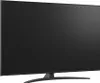 A black LG television is shown from a side angle, resting on its stand. Produktbild-Vorschau