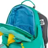 A close-up view of the inside of a green backpack with a blue lining. Produktbild-Vorschau
