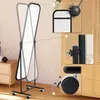 A full-length mirror with wheels is shown in a room setting, with close-up insets highlighting its features. Anteprima dell’immagine prodotto