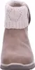 A front view of a beige boot with a cream knitted cuff. Voir les images du produit