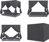 vidaXL Outdoor Lounge Bett mit Vorhängen Poly Rattan Grau - Produktbild-Vorschau 1