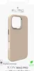 A product shot of a beige iPhone case with a gold rim around the camera cutout, presented on a white background with branding and feature callouts. Podgląd zdjęcia produktu