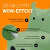 Close-up marketing image of a green beanbag chair with text highlighting its features. Podgląd zdjęcia produktu