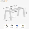 A diagram showing the dimensions of a table leg structure, with additional icons below. Voir les images du produit