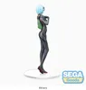 A figurine of Rei Ayanami from Evangelion, shown from the side, wearing a black plugsuit and a green backpack. Podgląd zdjęcia produktu