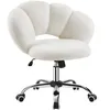 A white, fluffy office chair with a cloud-like backrest and a chrome base with wheels, isolated on a white background. Produktbild-Vorschau