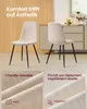 Two beige chairs are shown in a room setting with kitchen cabinets and appliances in the background. Close-up images of the fabric and pattern are also included. Produktbild-Vorschau