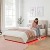 LED Lit rembourré 'Tröstiar' avec coffre de lit Lin 140 x Voir les images du produit 8