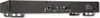 The back of a black electronic device with silver feet, showing various ports and a power switch. Produktbild-Vorschau