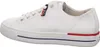 A side view of a white leather sneaker with red and blue accents. Produktbild-Vorschau