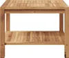 A wooden coffee table with a slatted top and a slatted shelf underneath, shown from the front. Náhled obrázku produktu