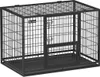 A black metal dog crate with a door and a tray. Náhľad obrázku produktu