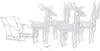 A white wireframe decoration of a sleigh pulled by four reindeer, set against a white background. Podgląd zdjęcia produktu