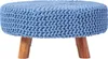HOMESCAPES Großer gestricker Schemel mit Holzbeinen, 62 x Produktbild-Vorschau 1