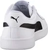 The rear view of a white Puma Smash V2 L sneaker with black accents. Podgląd zdjęcia produktu
