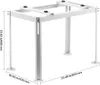 A white metal stand for an air conditioning unit, with dimensions indicated by measurement lines and text. Produktbild-Vorschau