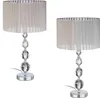Relaxdays Tischlampe, 2er Set, Glasfuß, Stoffschirm, E27, Produktbild-Vorschau 1