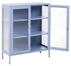 BELIANI Vitrine Blau Stahl Halbhoch Schmal mit Glastüren Produktbild-Vorschau 5