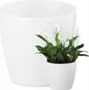A white planter pot is shown next to a smaller white pot containing a peace lily plant. Produktbild-Vorschau