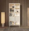 Vitrine LUMI 92 cm Kaschmir Riffelglas LED Gold Hochvitrine Produktbild-Vorschau 2