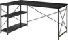 A black L-shaped desk with shelves on a white background. Náhled obrázku produktu
