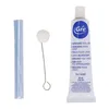 A set of pool liner repair items including adhesive, a brush, and a piece of liner. Produktbild-Vorschau