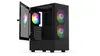 A black computer case with RGB fans is shown against a white background. Produktbild-Vorschau