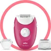 A pink Braun Silk-épil 3 epilator is shown with two attachments. Produktbild-Vorschau