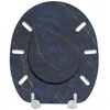 A top-down view of a toilet seat with a dark blue marble pattern and gold veining. Produktbild-Vorschau