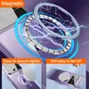 A marketing image showing a magnetic ring and a wireless charger for a phone, with text highlighting its features. Produktbild-Vorschau