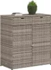 A gray poly rattan garden cabinet with two drawers and two doors, topped with a potted plant and books. Náhled obrázku produktu
