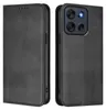 A black leather flip case for a smartphone is shown from two angles. Produktbild-Vorschau