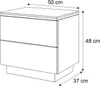 A line drawing of a nightstand with dimensions indicated. Produktbild-Vorschau