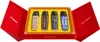 A red gift box containing four STABILO BOSS highlighters with unique patterns. Voir les images du produit