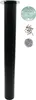A black cylindrical furniture leg with a silver mounting plate and screws, shown against a white background. Produktbild-Vorschau