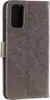 A gray flip case for a Samsung Galaxy S20 FE with a mandala pattern embossed on the cover. Produktbild-Vorschau