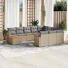 11-tlg. Garten-Sofagarnitur mit Kissen Beige Poly Rattan Produktbild-Vorschau 2
