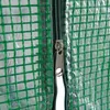A close-up view of a zipper on a green, grid-patterned greenhouse cover. Produktbild-Vorschau