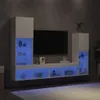 vidaXL 4-tlg. Wohnwand mit LED-Beleuchtung Weiß Produktbild-Vorschau 2