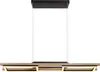 A modern pendant light with a black metal frame and a wooden beam, featuring rectangular LED light elements. Produktbild-Vorschau
