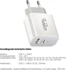 A white dual USB-C charger with technical specifications listed below. Produktbild-Vorschau